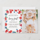 ベリーファースト1stストロベリーラズベリー誕生日 招待状 (正面)