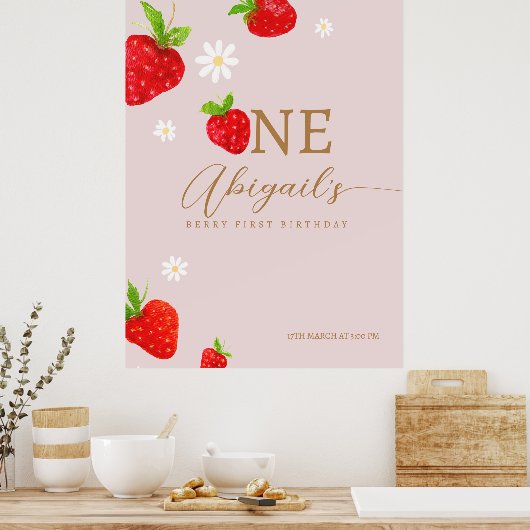 ベリーファースト1stストロベリー誕生日へようこそ ポスター (キッチン)