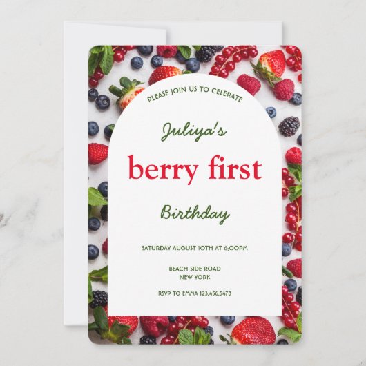 ベリーファースト1thバースデーフォト招待状 招待状 (正面)