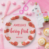 ベリーファースト |いちご1日の誕生日ピンク ペーパープレート (パーティー)
