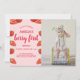 ベリーファースト |いちご1st誕生日ピンクの写真 招待状