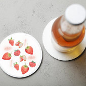 ベリーファースト |誕生日 |いちご |パターン ラウンドペーパーコースター