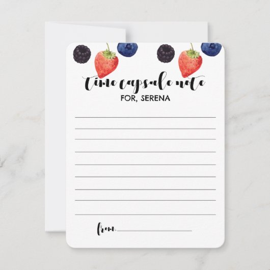 ベリーファースト |誕生日 |時間カプセルのメモ ノートカード (正面)