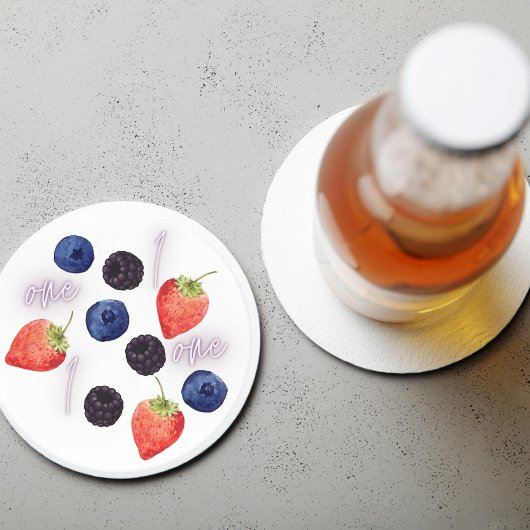 ベリーファースト |誕生日 | Mixed Berry |パターン ラウンドペーパーコースター