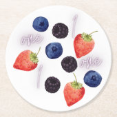 ベリーファースト |誕生日 | Mixed Berry |パターン ラウンドペーパーコースター (正面)