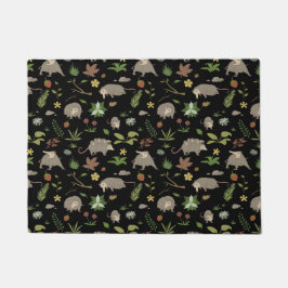 ベリーフィールドのオポッサム野生動物パターンブラック ドアマット