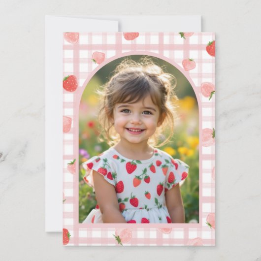 ベリーフォト2つの甘いイチゴ2nd誕生日 招待状 (裏面)