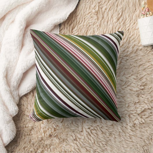 ベリーブッシュ緑と赤のストライプとプレイド クッション (ブランケット)