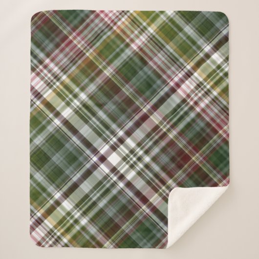 ベリーブッシュ緑と赤の格子縞 シェルパブランケット (正面)