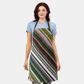 ベリーブッシュ緑と赤ストライプ エプロン (着用した状態)