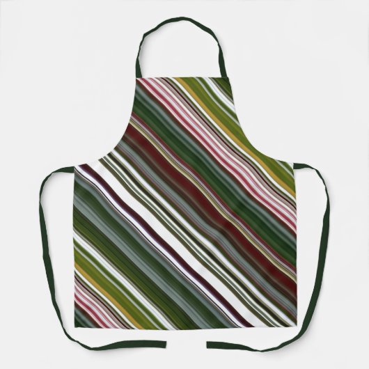 ベリーブッシュ緑と赤ストライプ エプロン (正面)