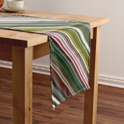 ベリーブッシュ緑と赤ストライプ ショートテーブルランナー (インサイチュ)