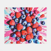 ベリーブラスト：フルーティーおもしろい フリースブランケット (正面(横))