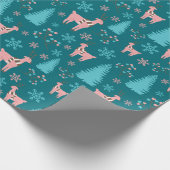 ベリーブランチトナカイ雪片クリスマスプレゼント ラッピングペーパー (角)