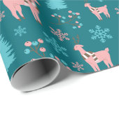 ベリーブランチトナカイ雪片クリスマスプレゼント ラッピングペーパー (ロールコーナー)