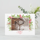 ベリーブランチフレーム | モダンなクリスマスの写真 シーズンカード (スタンド正面)