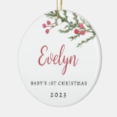 ベリーブランチベビーの初めてのクリスマス写真 セラミックオーナメント (左)