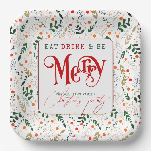 ベリーブランチ食べ、ドリンクBe Merry Christmasパーティー ペーパープレート (正面)