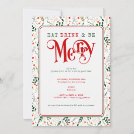 ベリーブランチ、ドリンク食べメリークリスマスポットラック 招待状