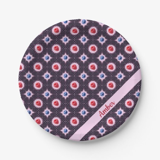 ベリーブリスパターンと名前をカスタムする ペーパープレート (正面)