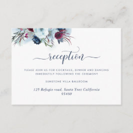 ベリーブルーとブルゴーニュのフローラウェディングレセプション エンクロージャーカード