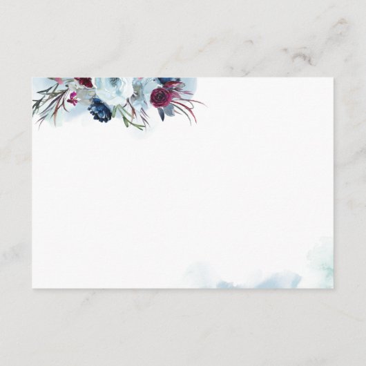 ベリーブルーとブルゴーニュのフローラウェディングレセプション エンクロージャーカード (裏面)