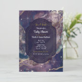 ベリーブルーウォーター色金ゴールド天ベビーシャワー 招待状 (スタンド正面)