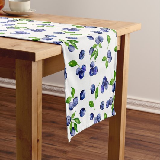 ベリーブルーベリーウォーターカラーフルーツベリーヴィンテージ ショートテーブルランナー (インサイチュ)