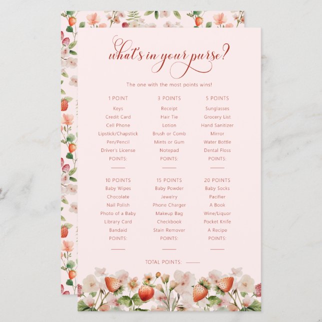 ベリーベビーシャワーゲーム (正面/裏面)