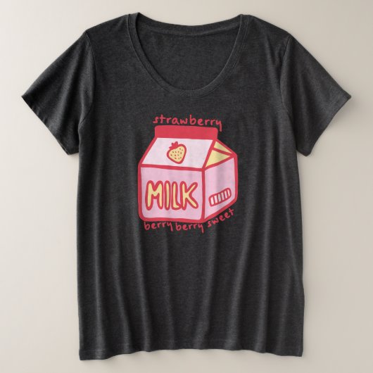 ベリーベリースイートストロベリーミルク プラスサイズTシャツ (デザイン正面)