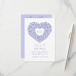 ベリーペリー(Very Peri)モノグラムチューリップ花ハート結婚RSVP's 出欠カード