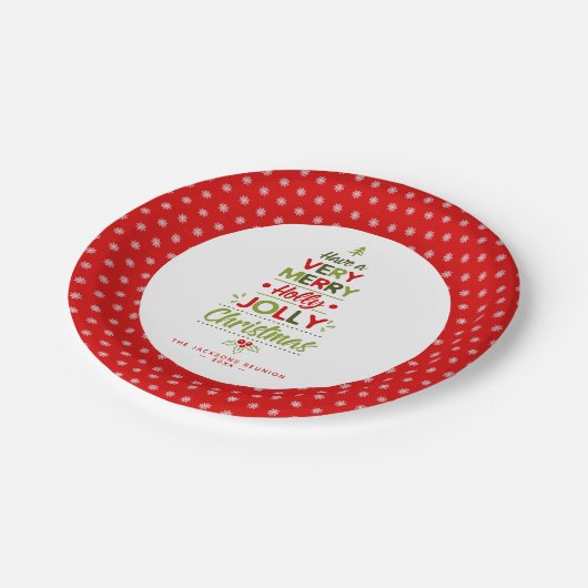 ベリーホメリーリークすてきリスマスツリーカスタム文字 ペーパープレート (アングル)