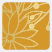 ベリーボタニカル金ゴールドと焦げたオレンジホリデー スクエアシール (正面)