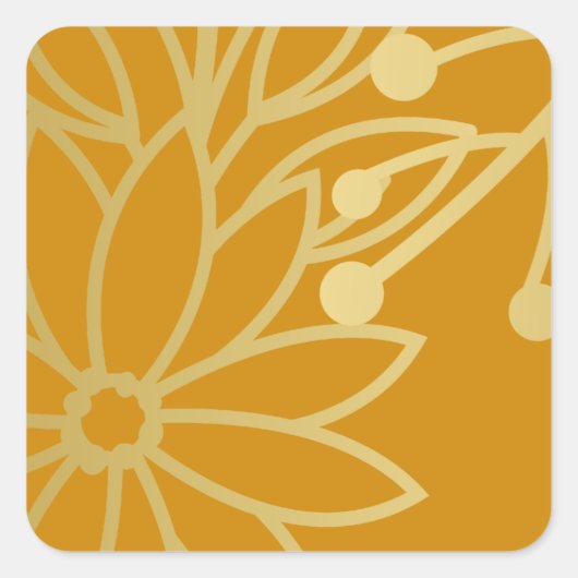 ベリーボタニカル金ゴールドと焦げたオレンジホリデー スクエアシール (正面)