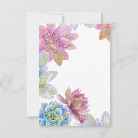 ベリーミント&金ゴールドガーデン多肉料理ウェディングRSVP I 招待状 (裏面)