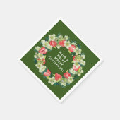 ベリーメリークリスマスグリーン紙カクテル スタンダードカクテルナプキン (角)