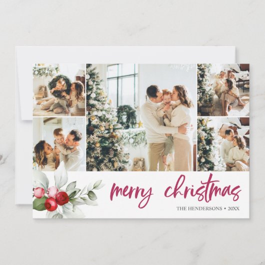 ベリーメリークリスマスブラシ書道写真 シーズンカード (正面)