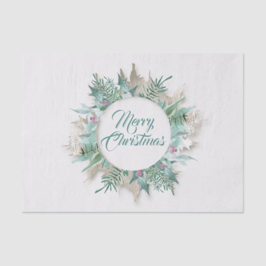 ベリーメリークリスマスホリデーズブランチグレーティール（緑がかった色） 薄葉紙 (正面)