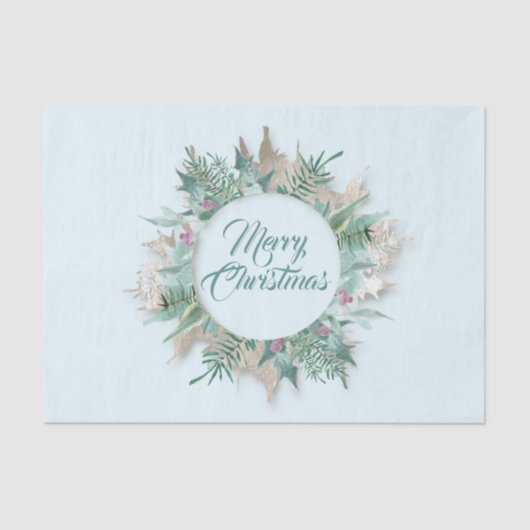 ベリーメリークリスマスホリデーズブランチミントブルー 薄葉紙 (正面)