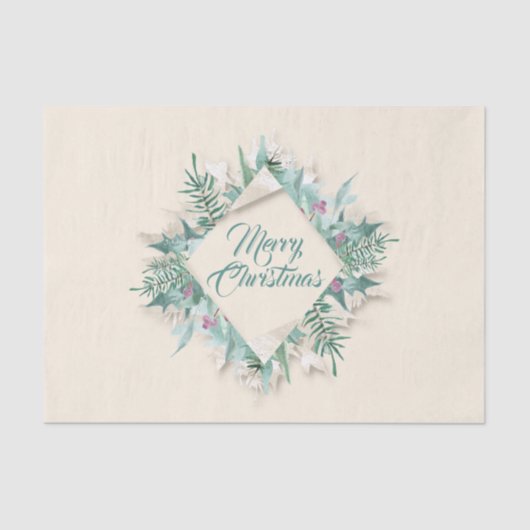 ベリーメリークリスマスホリデーズリースアイボリークリーミー 薄葉紙 (正面)