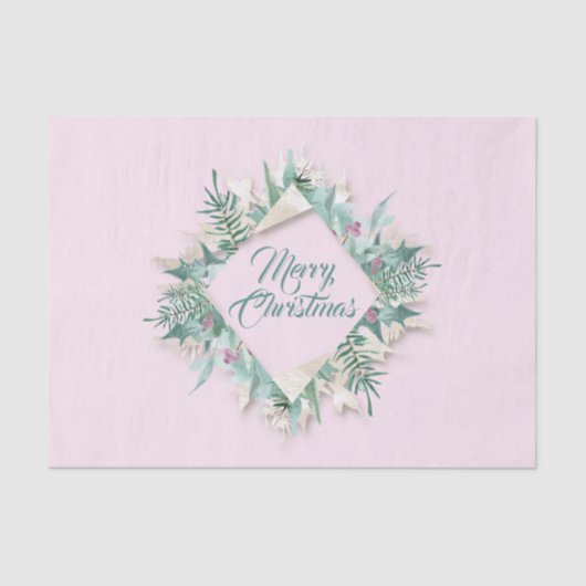 ベリーメリークリスマスホリデーズリースピンククリーミー 薄葉紙 (正面)