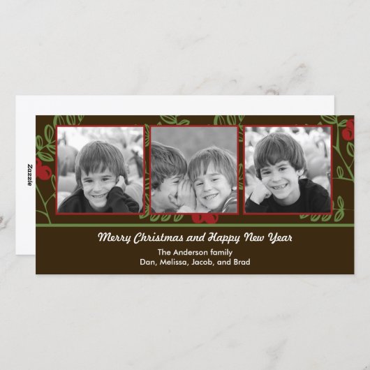 ベリーメリークリスマスホリデーフォトカード シーズンカード (正面/裏面)