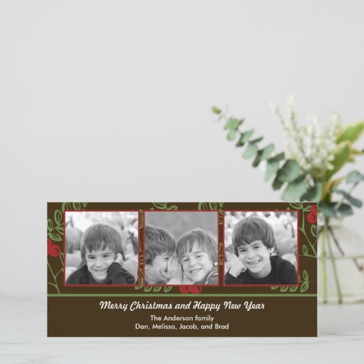 ベリーメリークリスマスホリデーフォトカード シーズンカード (スタンド正面)