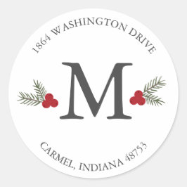 ベリーモノグラムホリデイ差出人住所ステッカー ラウンドシール