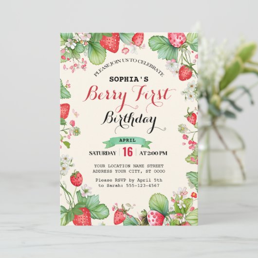 ベリーラブリーファースト誕生日 招待状 (スタンド正面)