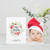 ベリーリースメリークリスマスウォーターカラー写真 シーズンカード (スタンド正面)