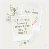 ベリーレッドクリーム植物祭りクリスマス スクエアシール (正面)