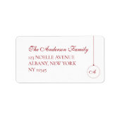 ベリーレッドモノグラムクリスマスバウブル差出人住所 ラベル (正面)