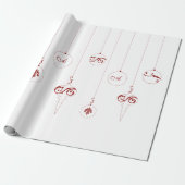 ベリーレッドモノグラムバウブルオーナメントクリスマス ラッピングペーパー (アンロールド)