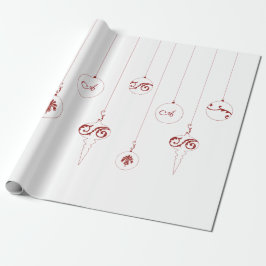 ベリーレッドモノグラムバウブルオーナメントクリスマス ラッピングペーパー